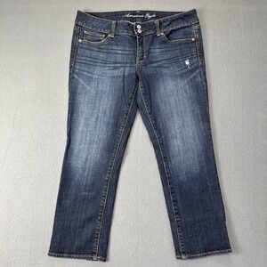 American Eagle Jeans Women 12 Blue Artist Flare Low Rise Y2K Dark Wash Festival